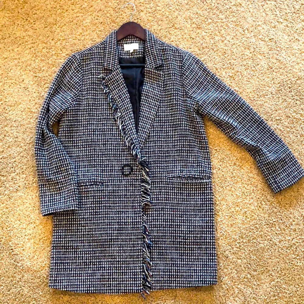 Melloday tweed long single front button jacket